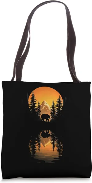 Confident Bear Forest Silhouette Art Tote Bag