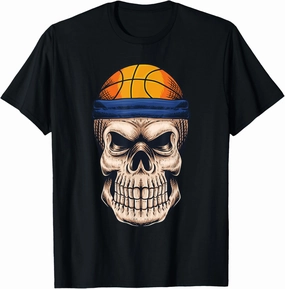 Cool Basketball Skull Skeleton Slam Dunk Hoop Halloween Mens T-Shirt