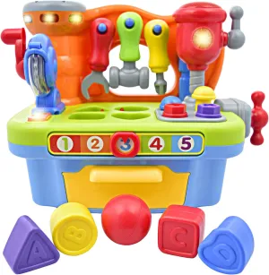 CoolToys Toddler Toy Workshop Playset with Interactive Sounds and Lights, Kids Educational Toy for Learning Colors, Shapes, Numbers, and Alphabet