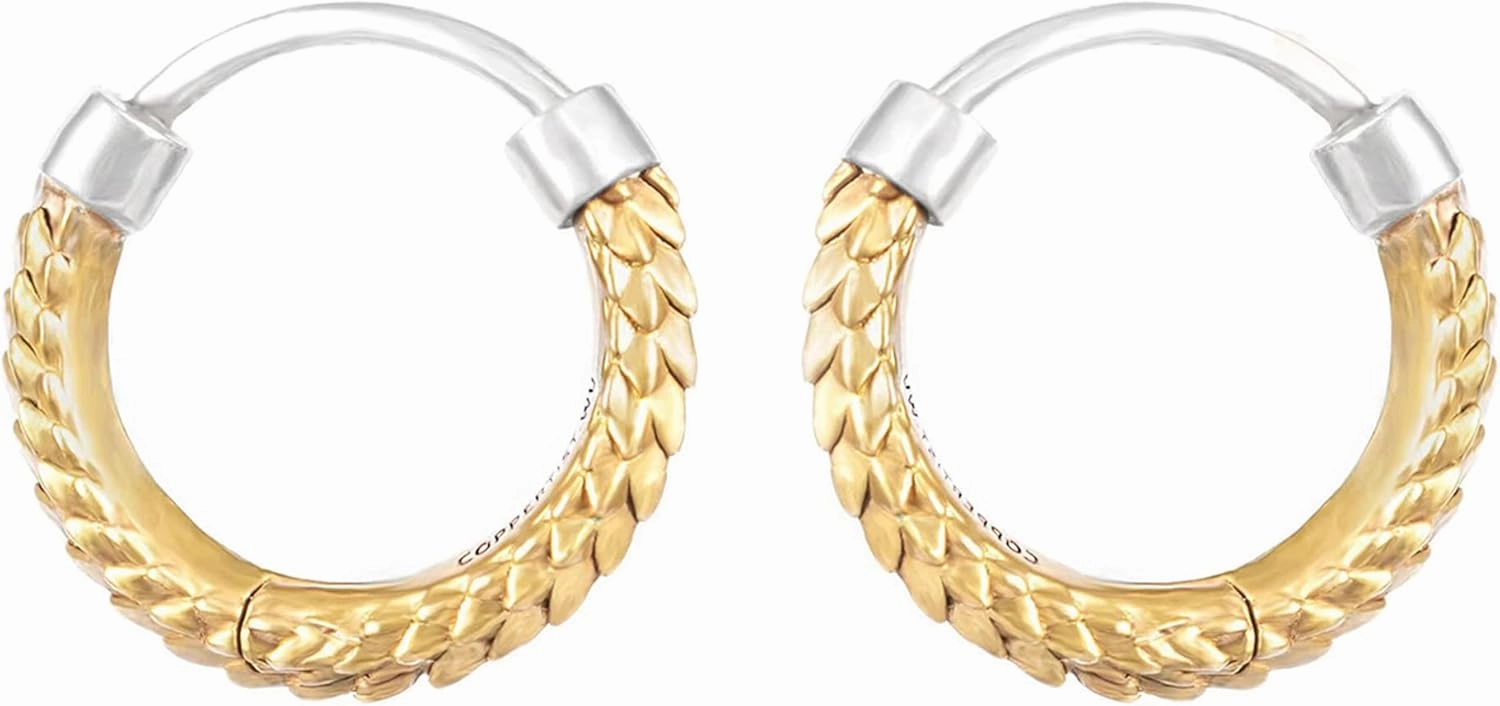 COPPERTIST.WU Snake Skin Hoop Earrings Huggie Earrings Jewelry Gift w Box for Men Women Small Chunky Hoops Hypoallergenic Earrings, 925 Sterling Silver&Brass