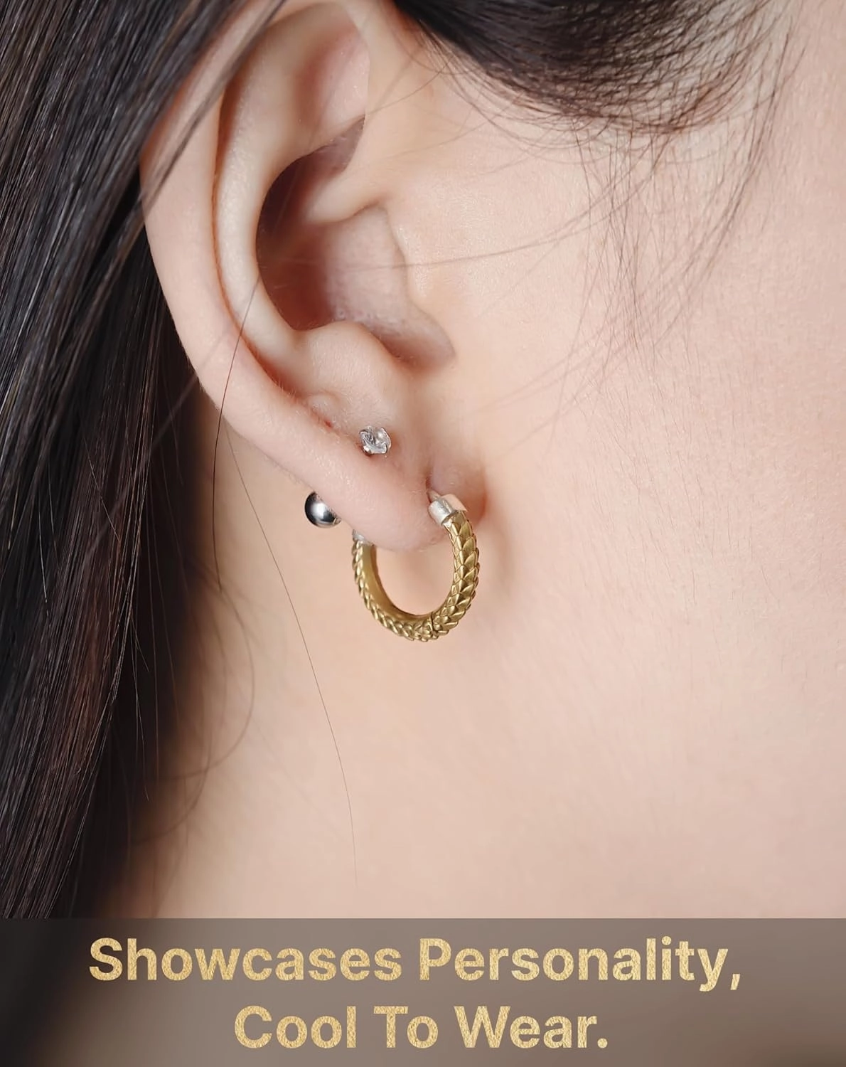 COPPERTIST.WU Snake Skin Hoop Earrings Huggie Earrings Jewelry Gift w Box for Men Women Small Chunky Hoops Hypoallergenic Earrings, 925 Sterling Silver&Brass