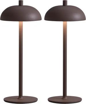 Cordless LED 12" Small Table Lamps Set of 2, Modern Portable Desk Lamp, 3 Color Dimming Rechargeable Battery Lights, for Bedroom, Outdoor, Restaurant, Bedside, Baby Night Light, Gifts (Brown)