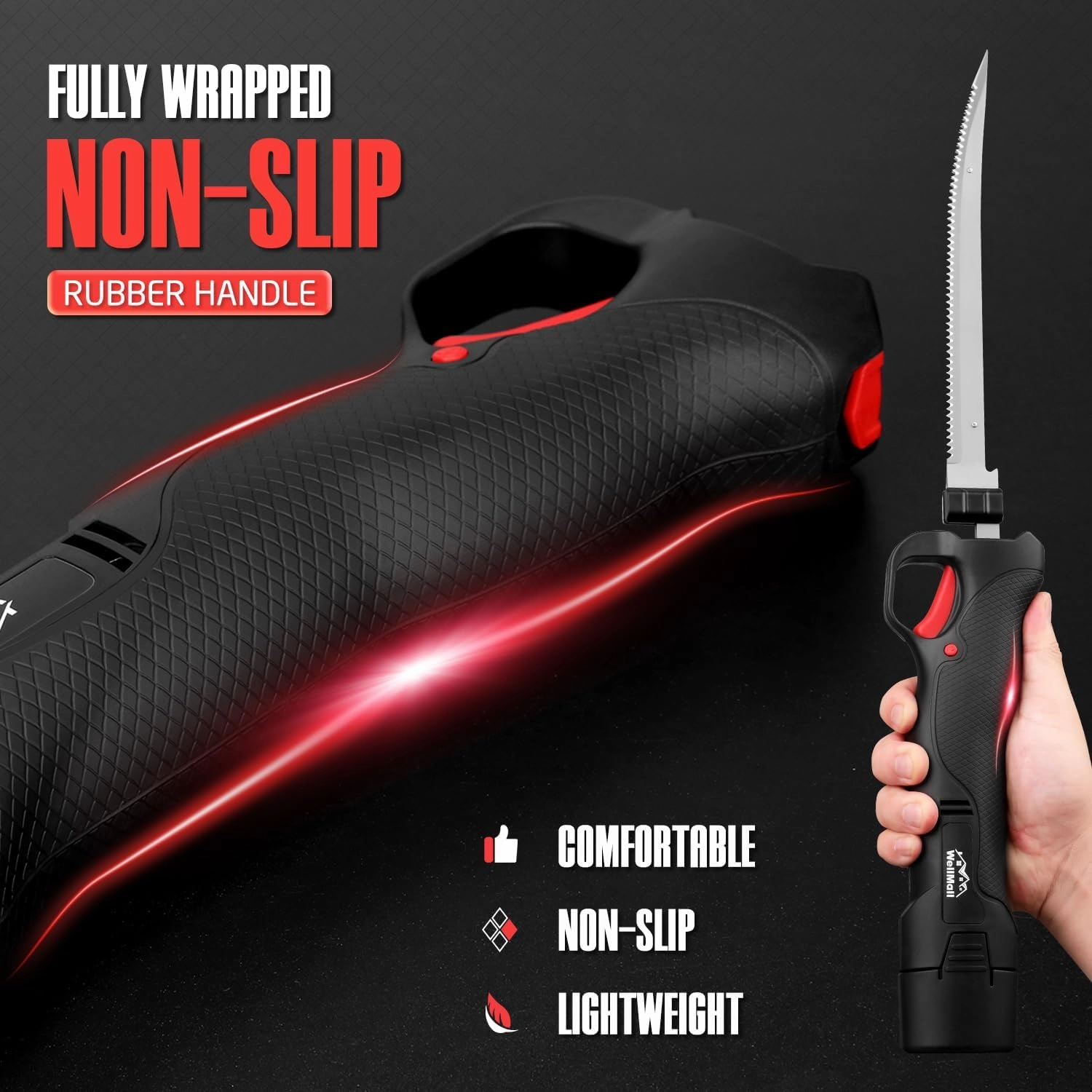 Cordless Electric Fillet Knife - Electric Fillet Knife for Fish with 4 Stainless Steel Blades, Cordless, with Safe Lock, Non-Slip Grip Handle