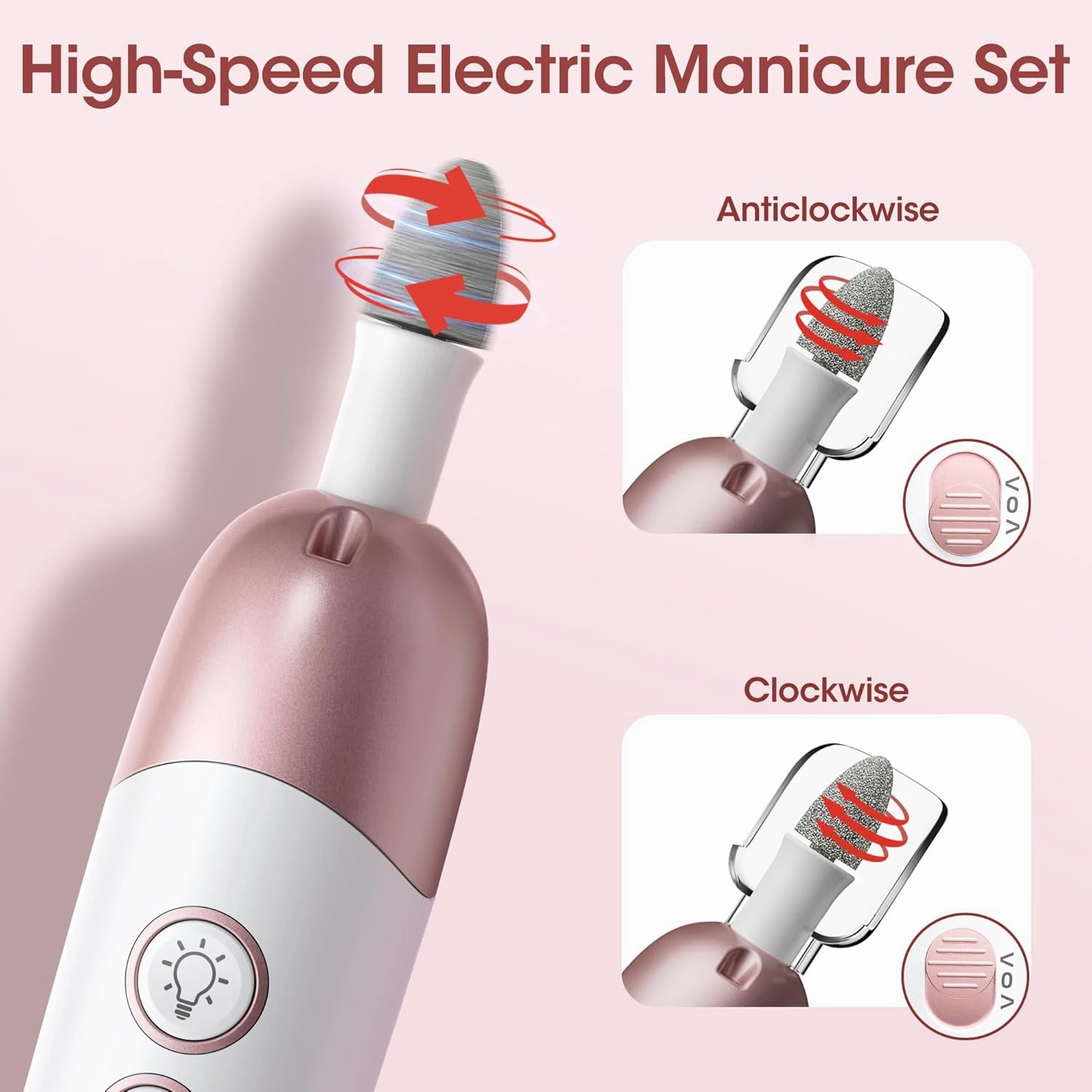 Cordless Electric Nail File Set, Portable Electric Nail Drill Machine,Professional Manicure Pedicure Kit, 5 Speeds Hand Foot Care Tool for Calluses, Thick Nails, Grind, Trim, Polish