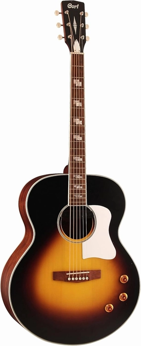 Cort 6 String Acoustic-Electric Guitar, Right, Vintage Sunburst Matte, Full (CJRETROVSM)