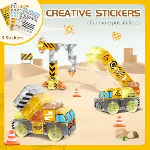 cossy Magnetic Blocks, 3D Magnetic Building Blocks, Multi Shape Magnet Toys with Cars Set, STEM Toys, Educational, Preschool Montessori Sensory for Boys and Girls