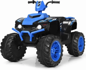 Costzon Kids ATV, 12V Battery Powered Electric Vehicle w/LED Lights, High & Low Speed, Horn, Music, USB, Treaded Tires, Ride on Car 4 Wheeler Quad for Boys & Girls Gift, Ride on ATV (Blue)