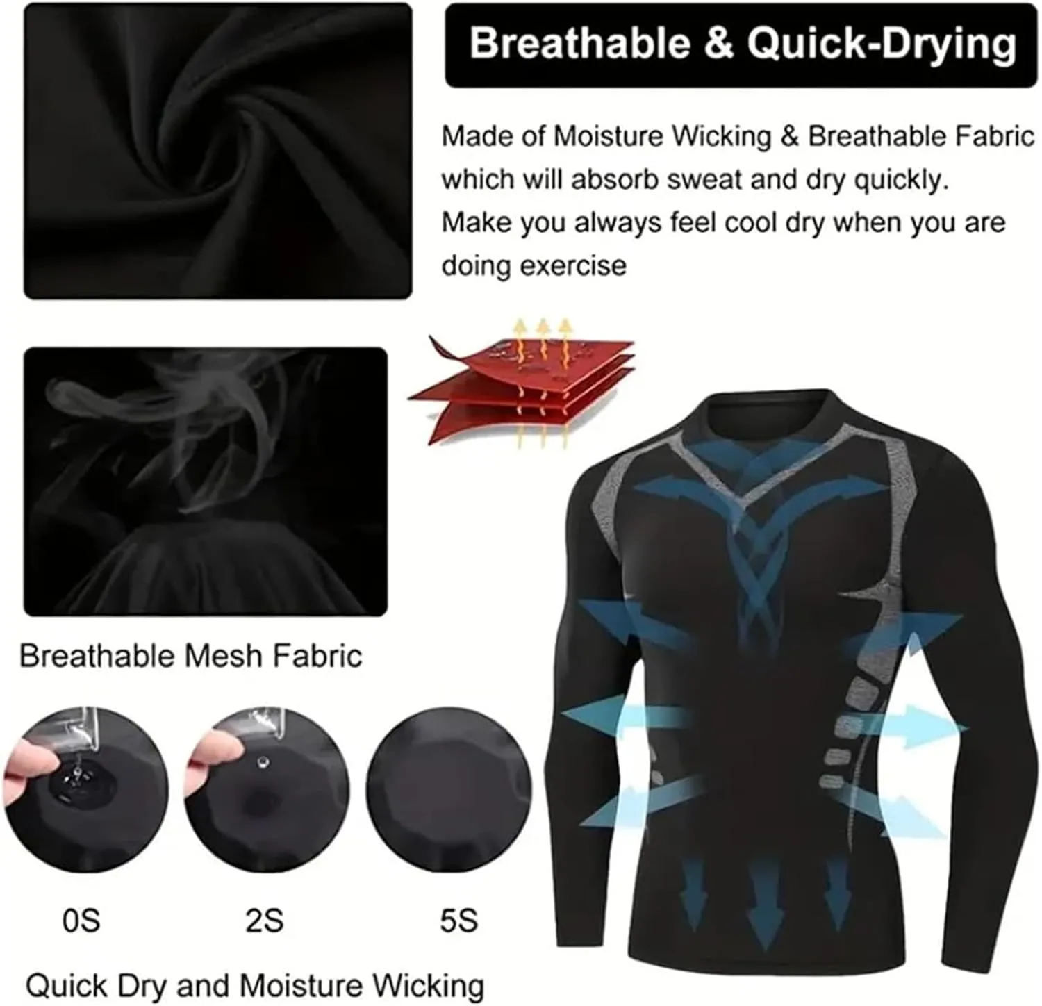 Cozy Breezy Fat Burning Shapewear, Far-Infrared Tourmaline Magnetic Mens Undershirt Ionic Shaping Compression Shirts