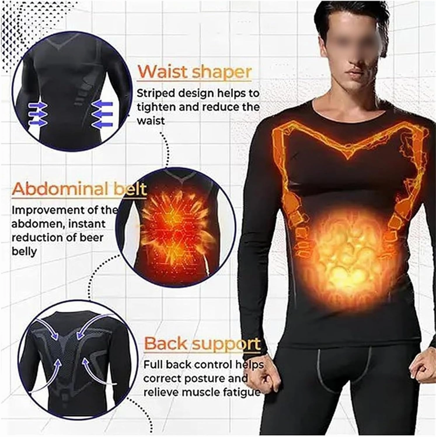 Cozy Breezy Fat Burning Shapewear, Far-Infrared Tourmaline Magnetic Mens Undershirt Ionic Shaping Compression Shirts
