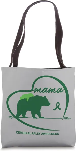 CP Mom Mama Bear Green Ribbon Cerebral Palsy Awareness Mom Tote Bag