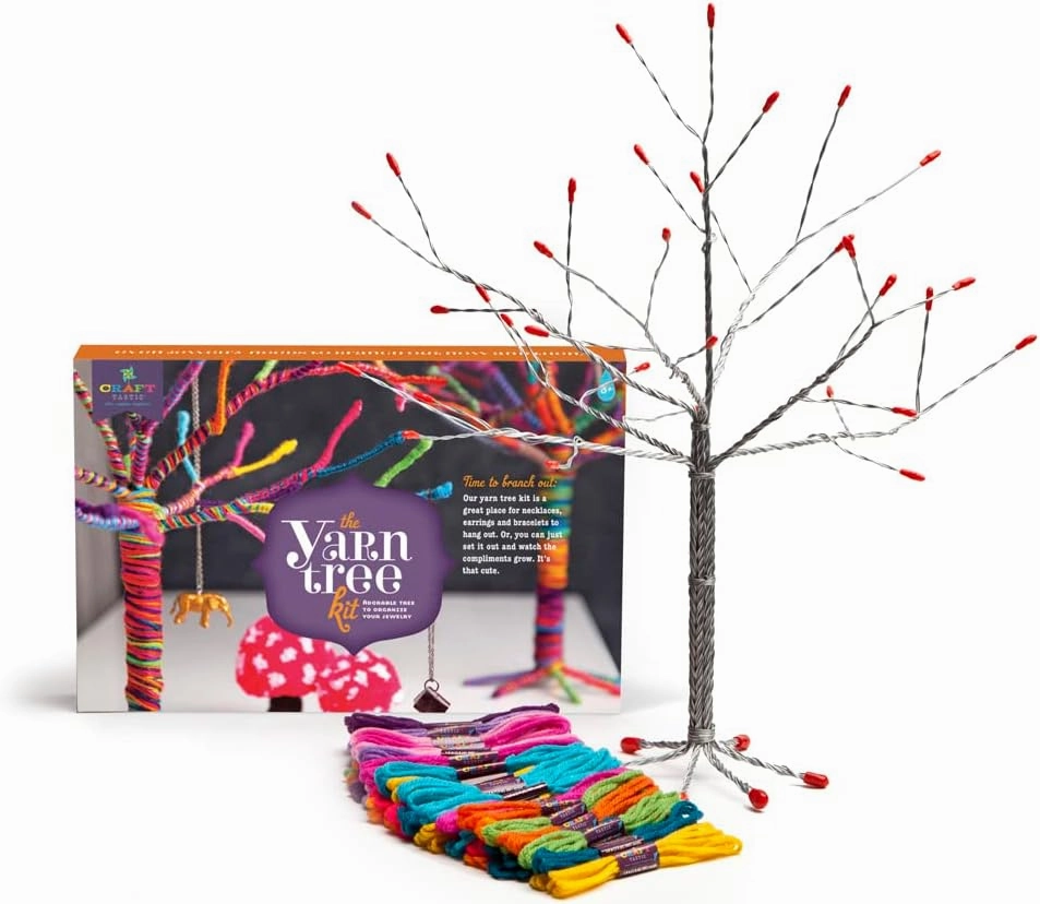 Craft-tastic – Yarn Tree Kit – Craft Kit Makes One 18" Tall Jewelry Organizer