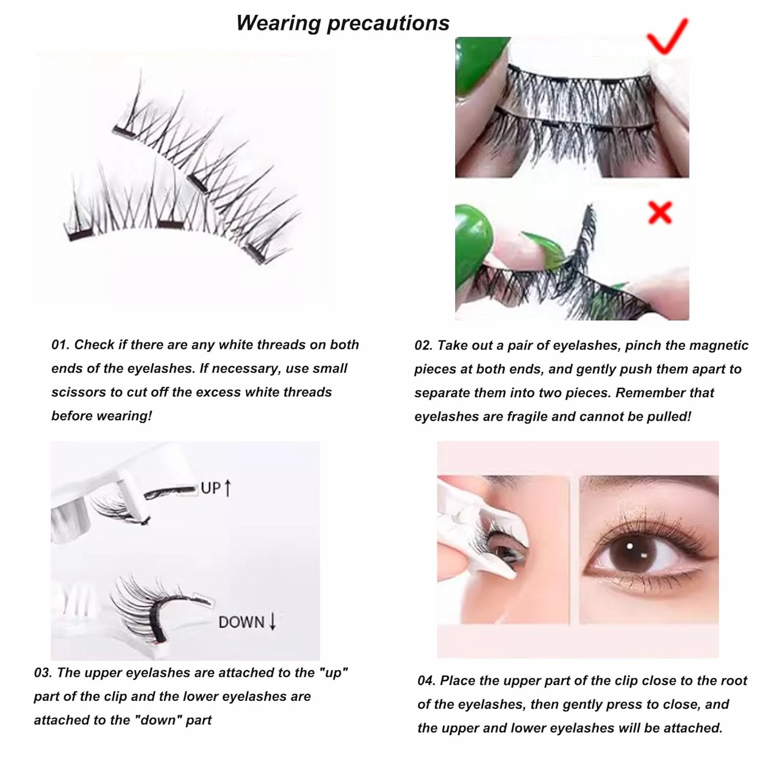 Crafty Co Magnetic Eyelashes, Magnetic Eyelashes with Applicator, Magnetic Eye Lashes, False Eye Lashes (Slimming Style)