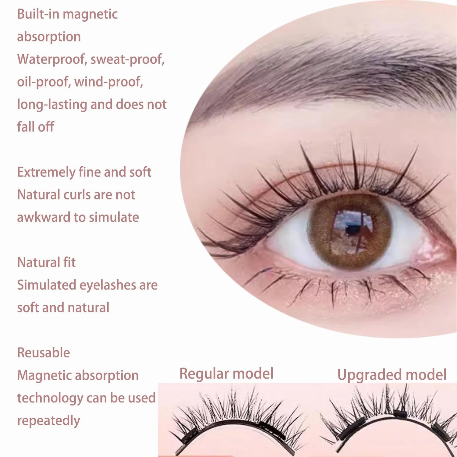 Crafty Co Magnetic Eyelashes, Magnetic Eyelashes with Applicator, Magnetic Eye Lashes, False Eye Lashes (Slimming Style)