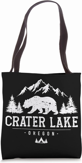 Crater Lake Oregon Vintage Grizzly Bear Tote Bag