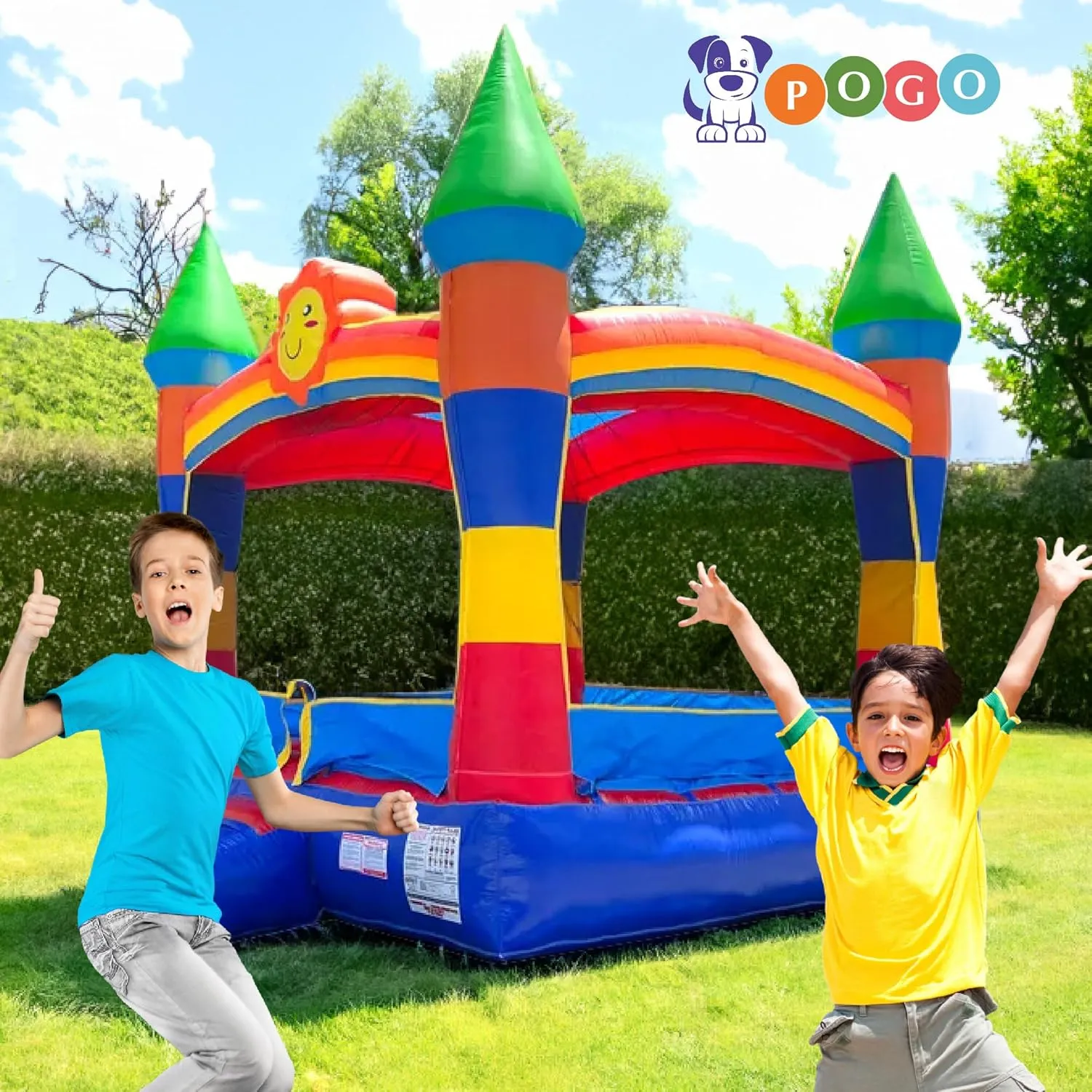 Crossover Classic Rainbow Inflatable Bounce House, Bouncy Jump Castle for Kids and Toddlers, Outdoor Birthday Party Jumping Bouncer, Commercial-Grade, Without Blower, 13 x 12 x 14.5 Ft