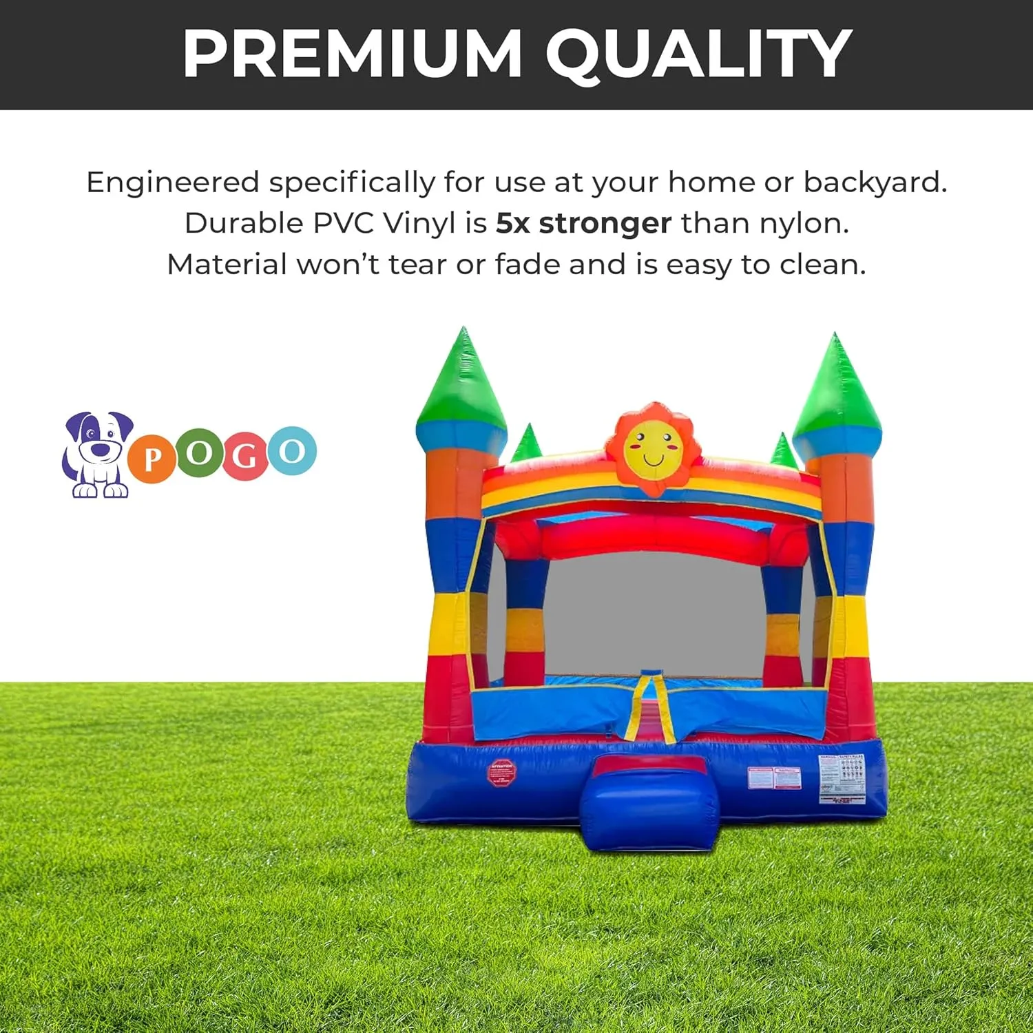 Crossover Classic Rainbow Inflatable Bounce House, Bouncy Jump Castle for Kids and Toddlers, Outdoor Birthday Party Jumping Bouncer, Commercial-Grade, Without Blower, 13 x 12 x 14.5 Ft