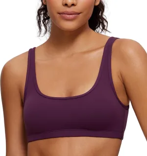CRZ YOGA Butterluxe Mini Bra for Women - Scoop Neck Low Impact Wireless Sports Yoga Padded Workout Cami
