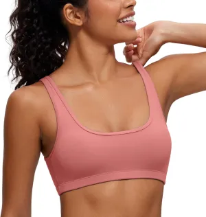CRZ YOGA Butterluxe Mini Bra for Women - Scoop Neck Low Impact Wireless Sports Yoga Padded Workout Cami