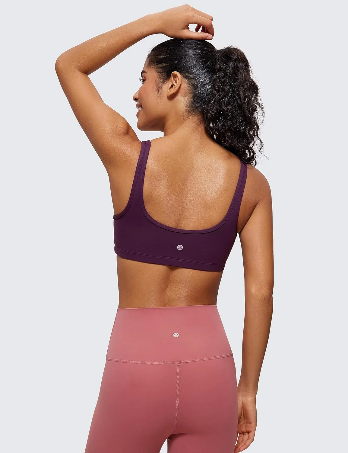 CRZ YOGA Butterluxe Mini Bra for Women - Scoop Neck Low Impact Wireless Sports Yoga Padded Workout Cami
