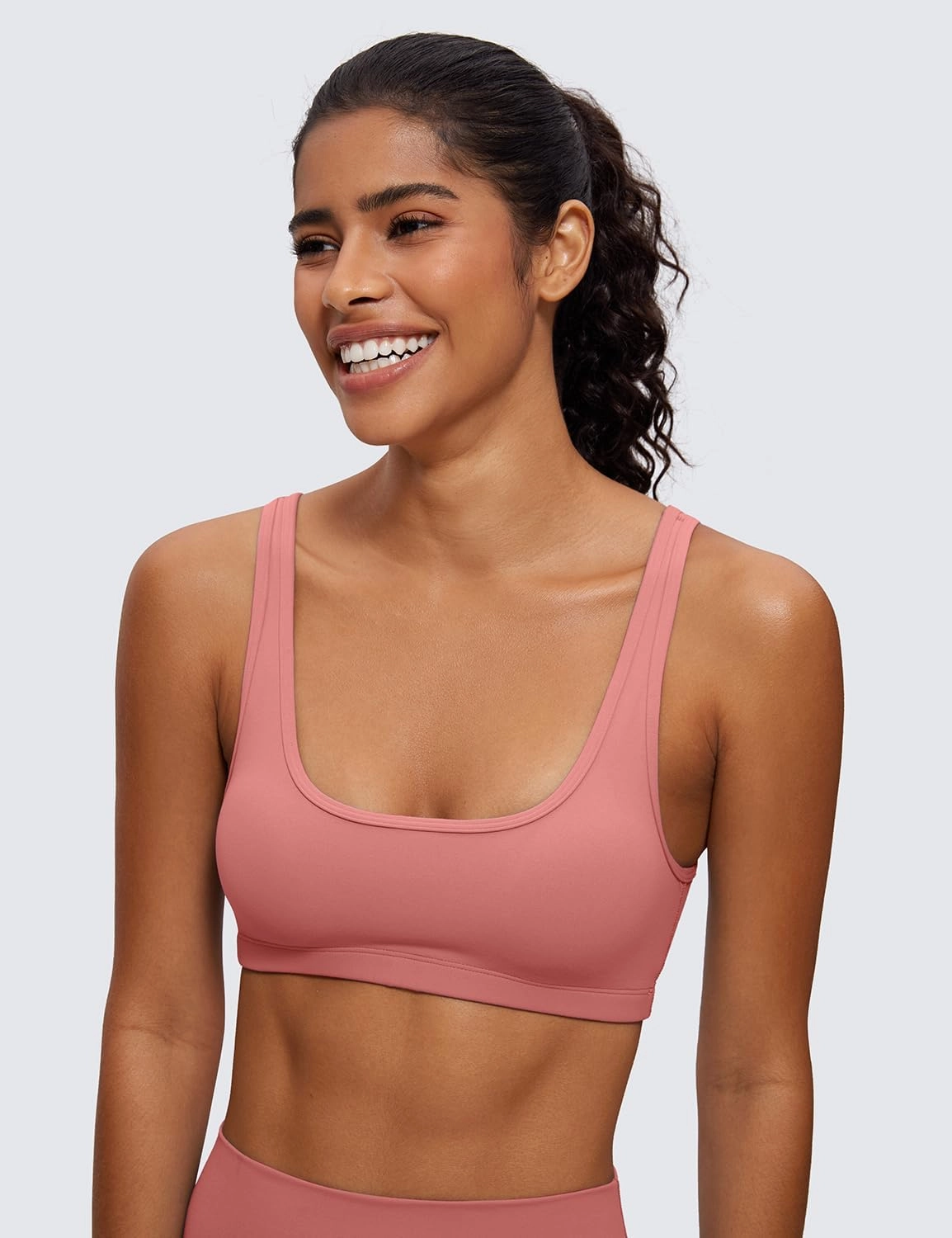CRZ YOGA Butterluxe Mini Bra for Women - Scoop Neck Low Impact Wireless Sports Yoga Padded Workout Cami