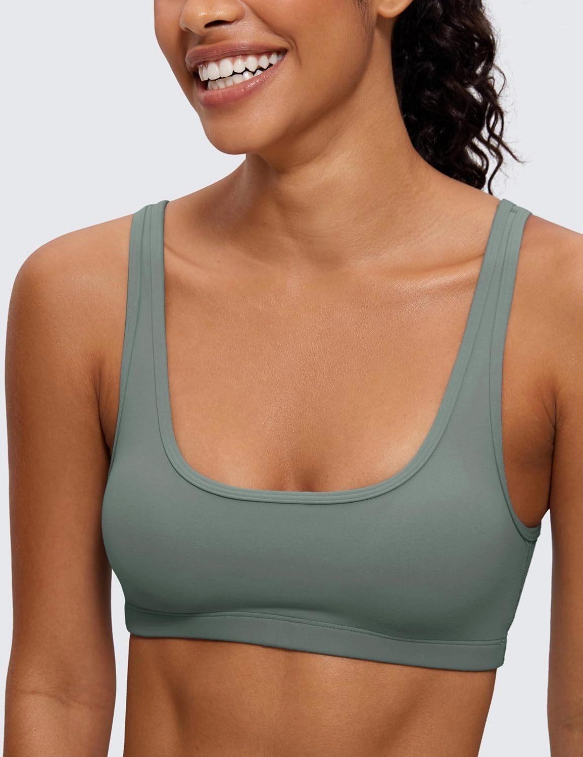 CRZ YOGA Butterluxe Mini Bra for Women - Scoop Neck Low Impact Wireless Sports Yoga Padded Workout Cami