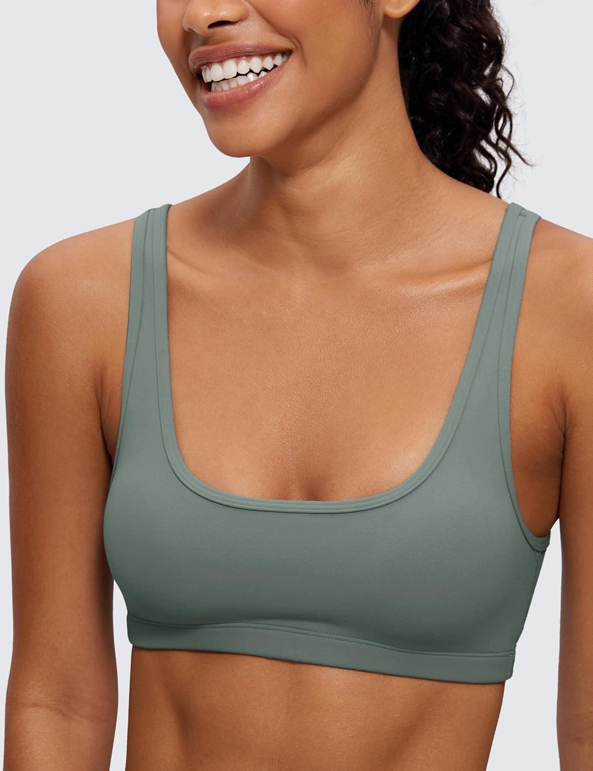 CRZ YOGA Butterluxe Mini Bra for Women - Scoop Neck Low Impact Wireless Sports Yoga Padded Workout Cami