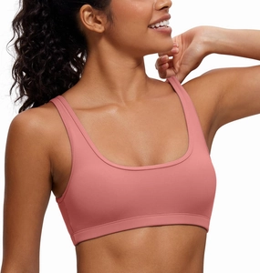 CRZ YOGA Butterluxe Mini Bra for Women - Scoop Neck Low Impact Wireless Sports Yoga Padded Workout Cami