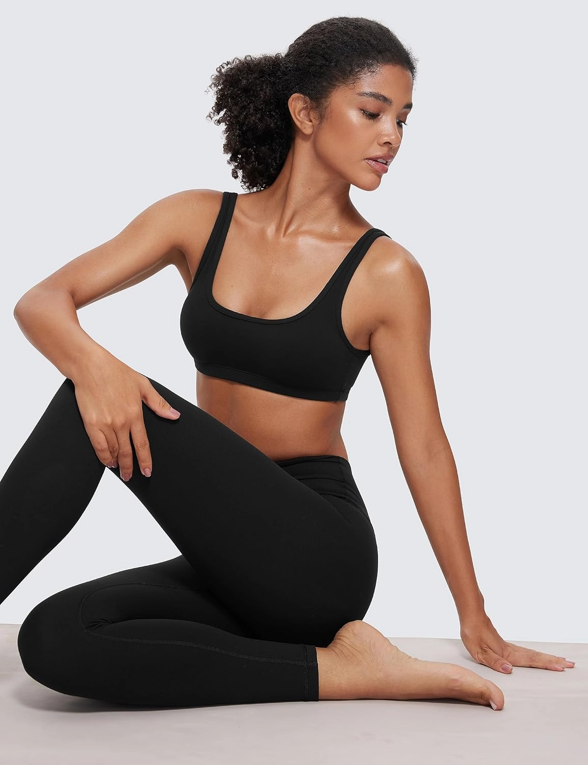 CRZ YOGA Butterluxe Mini Bra for Women - Scoop Neck Low Impact Wireless Sports Yoga Padded Workout Cami