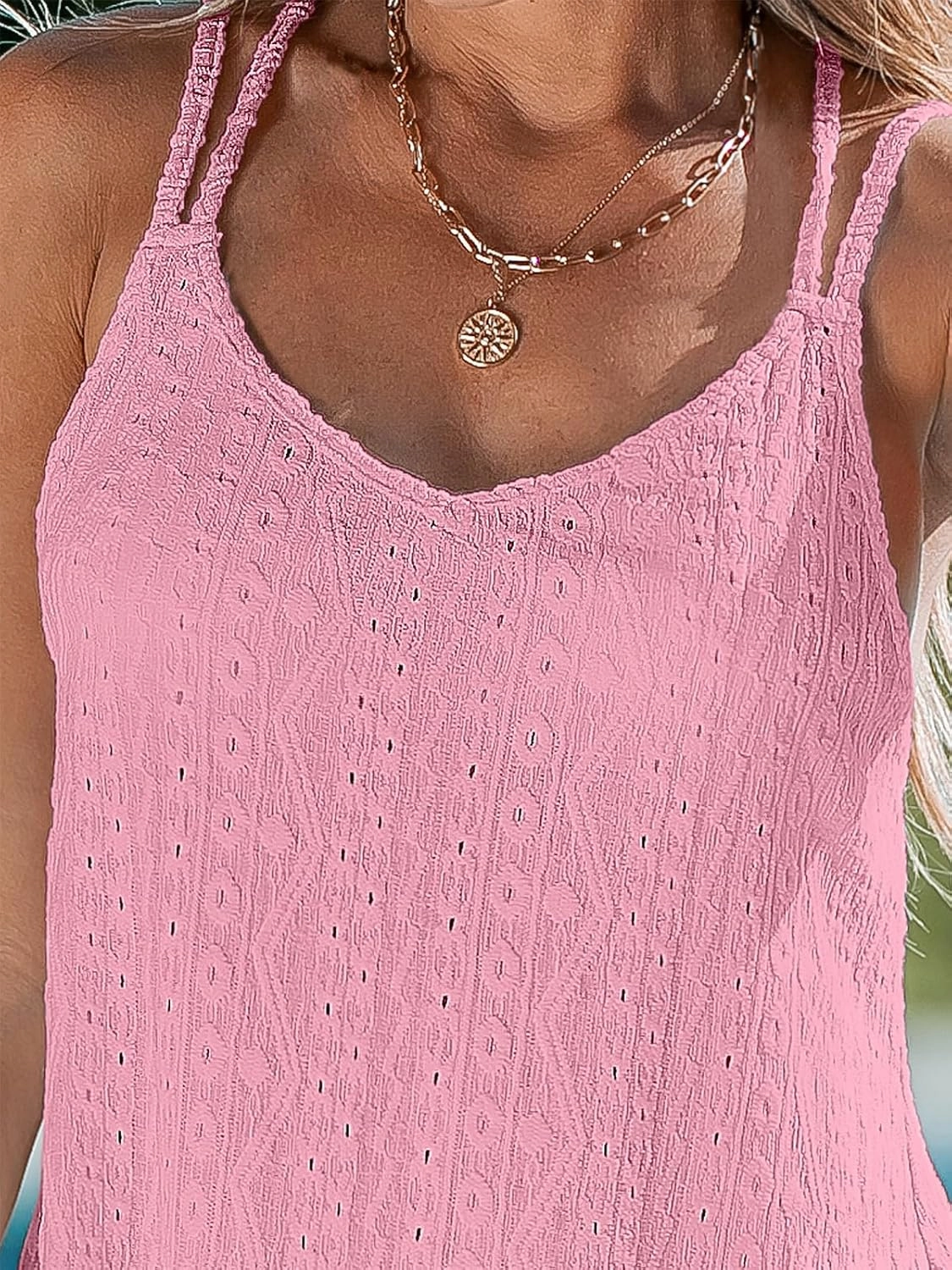 CUPSHE Women Bathing Suit Cover Up Spaghetti Straps Swim Beach Dresses Hollow Out Swimsuit Coverup 2025