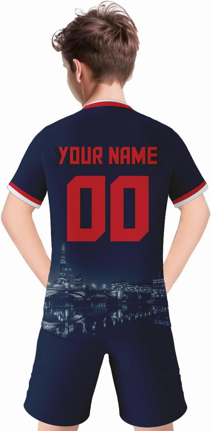 Custom Soccer Jersey Kids Set City Fashion Shirts and Shorts Kit Personalized Name Number Gift for Boys Girls Fans
