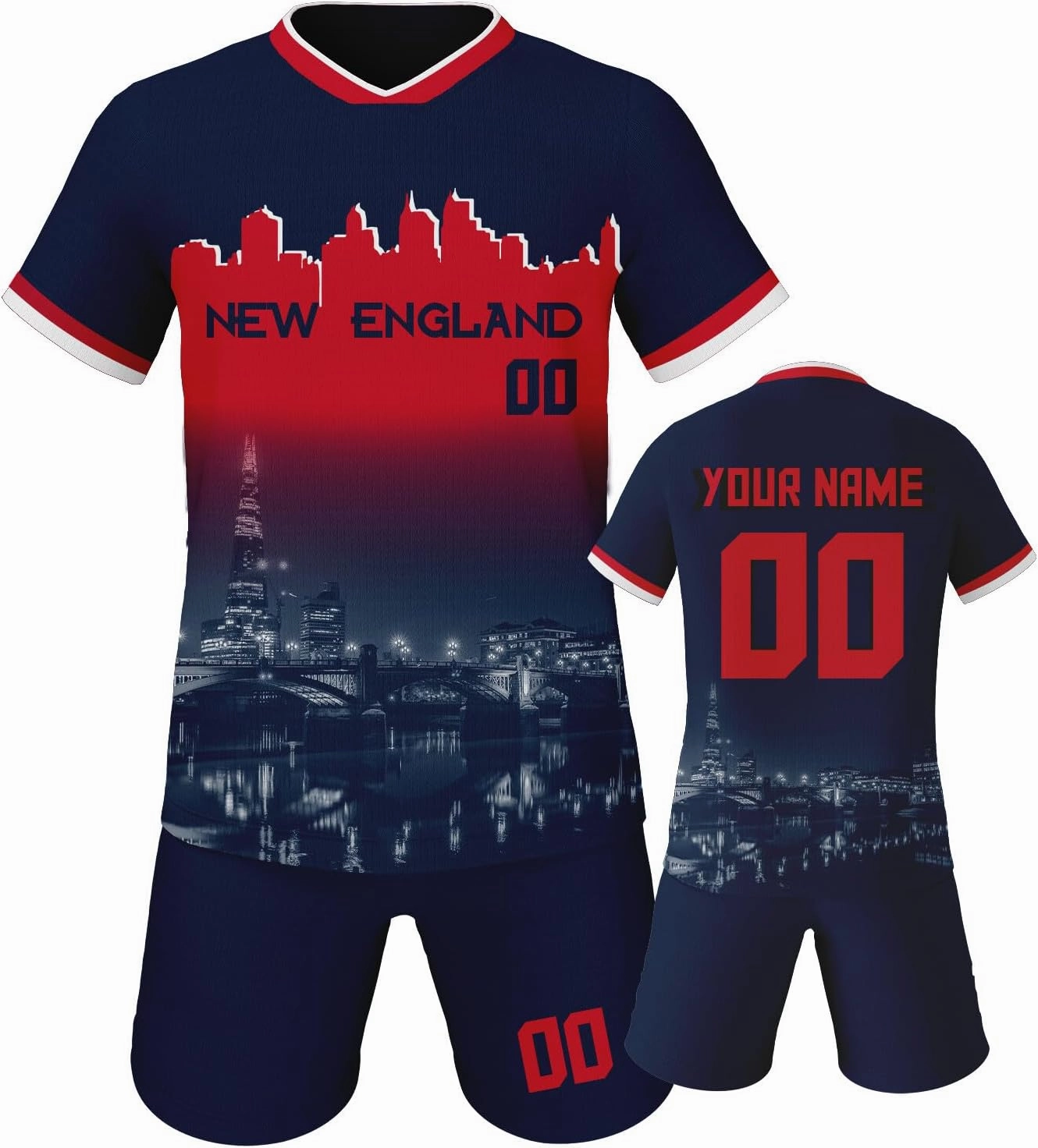 Custom Soccer Jersey Kids Set City Fashion Shirts and Shorts Kit Personalized Name Number Gift for Boys Girls Fans