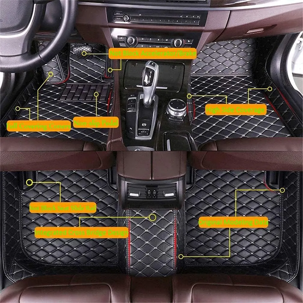 Customized Car Mats are Suitable for Déesse DS 3 / 2011-2017 Year Waterproof Lining Full Set of Environmentally Friendly Flooring (Black Blue,DS 3 / 2011-2015 Year)