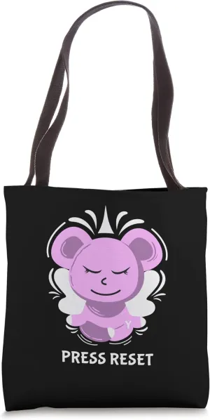 Cute Yoga Bear Meditation Mindfulness Press Reset Tote Bag