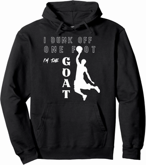 Cute Men Basketball Dunk off one foot GOAT Pullover Hoodie
