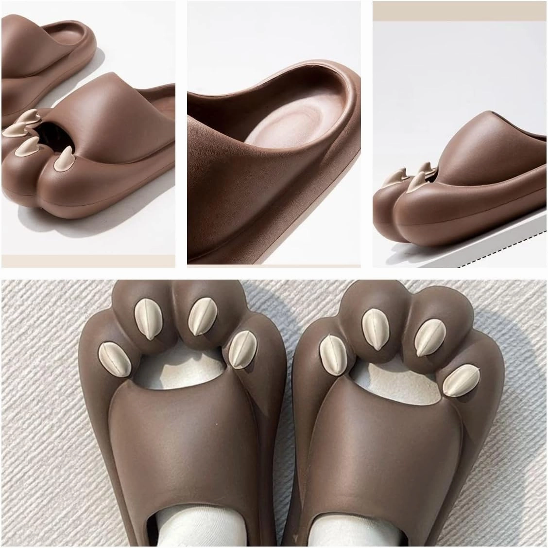 Cute Novelty Bear Claw Pillow Slipper Cloud Slides Non-Slip Summer Slipper