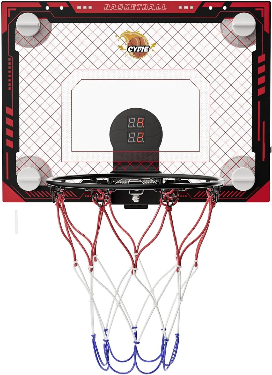 CYFIE Suction Cup Basketball Hoop, Indoor Mini Basketball Hoop with Scoreboard, Sound, 3 Balls for Kids Girls Boys
