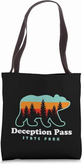 Deception Pass State Park Hikes Washington Camping Bear Tote Bag