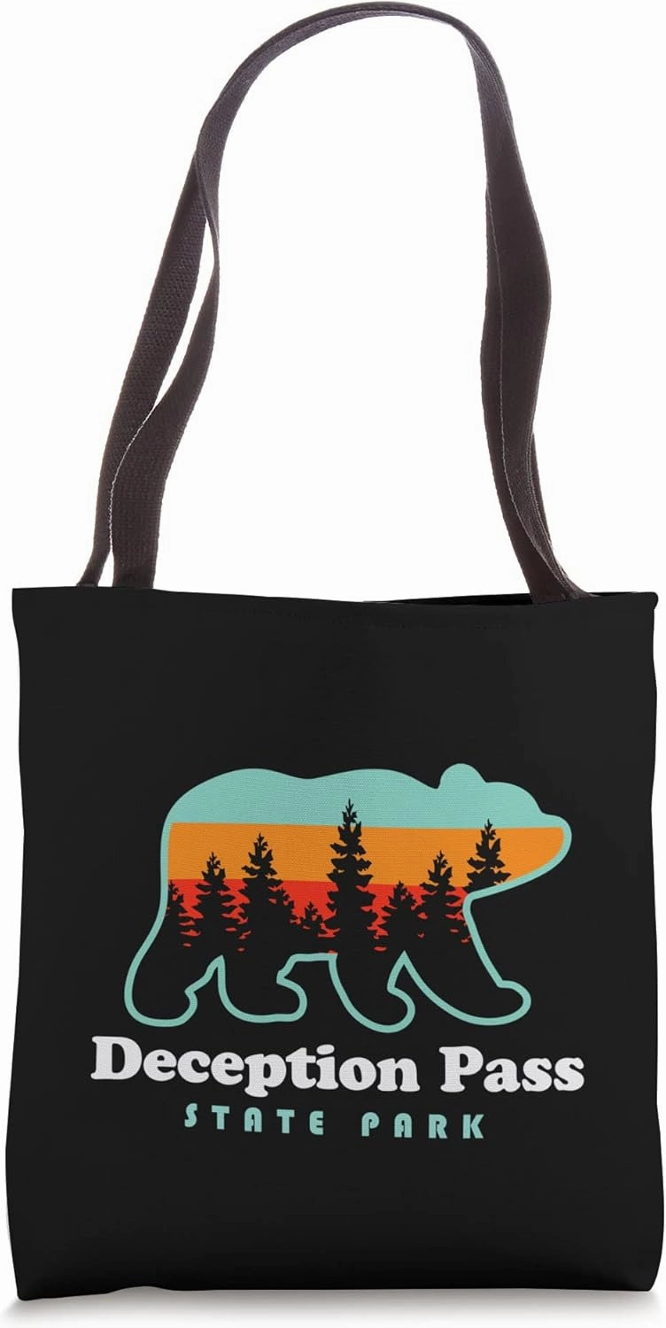 Deception Pass State Park Hikes Washington Camping Bear Tote Bag