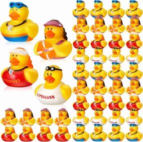 DEEKIN 50 Pcs Lifeguard Rubber Ducks 2 Inch Bath Ducks for Cruise Ships, Hide Baby Shower Birthday Party Favors, Beach Pool Gift