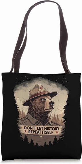 Defend Democracy - Don't Let History Repeat Itself- Bear Tote Bag
