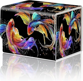 DEGDFSGR Commander Card Game Storage Box for TCG MTG Deck Box Organizer Trading Card Case Magnetic Closure Creative Pattern Up to 200 Cards, Colorful Beautiful Betta Fish