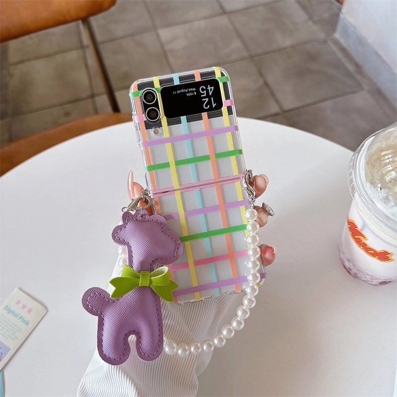 Delight Plaid Teddy Charm Case - Samsung