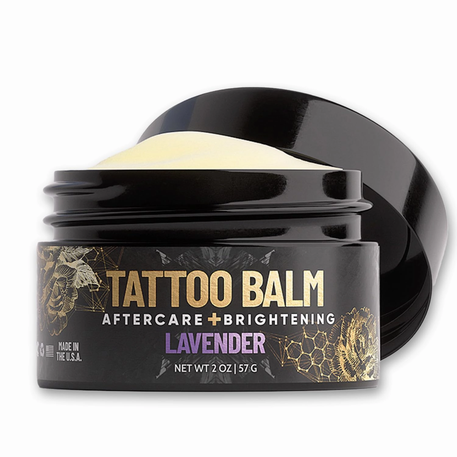 Derm Dude Tattoo Aftercare Brightening Balm | Moisturizing Balm to Protect & Rejuvenate New & Existing Tattoos | Non-Greasy Formula with Dragon's Blood, Shea Butter & St John's Wort, Lavender 2oz