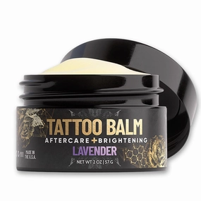 Derm Dude Tattoo Aftercare Brightening Balm | Moisturizing Balm to Protect & Rejuvenate New & Existing Tattoos | Non-Greasy Formula with Dragon's Blood, Shea Butter & St John's Wort, Lavender 2oz