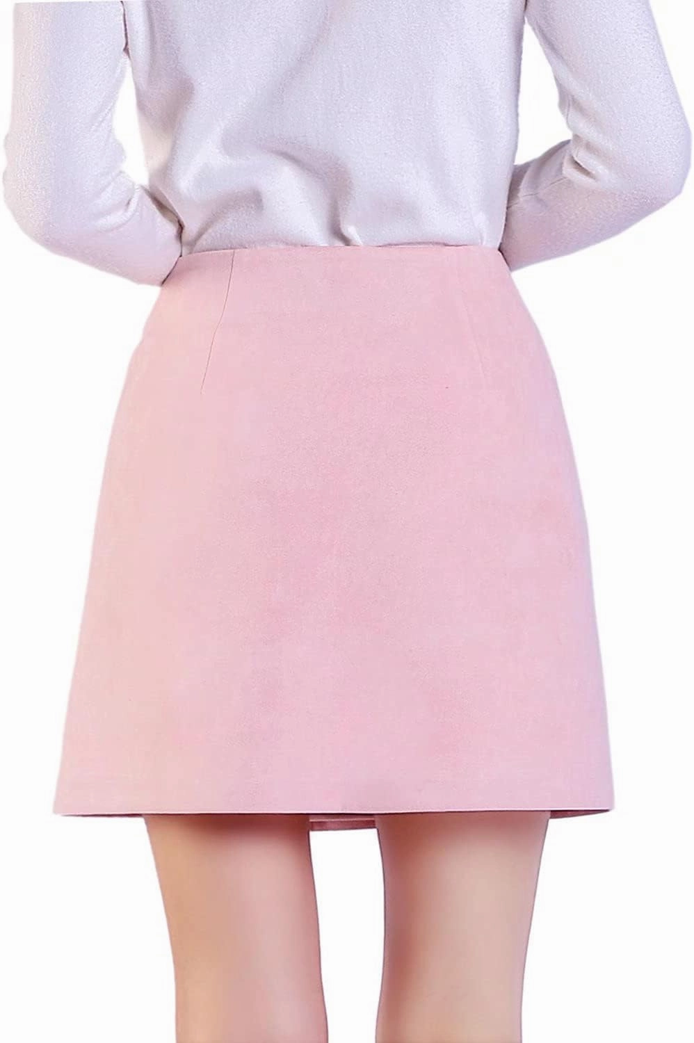 DIASHINY Womens Faux Suede Mini Skirt Above Knee Length Wrap A Line Winter Spring Fall