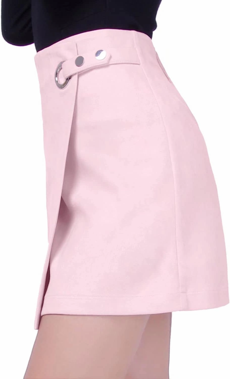 DIASHINY Womens Faux Suede Mini Skirt Above Knee Length Wrap A Line Winter Spring Fall