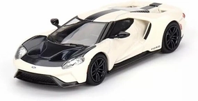 Diecast Model Car Compatible with 1:64 Ford GT 1964 Prototype Heritage Edition White with Black Hood and Stripe by Mini GT MGT00622
