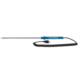 Digi-Sense Type-J Gen-Purpose Heavy-Duty Probe Mini Conn 36" L Grd 5ft Coil Cord