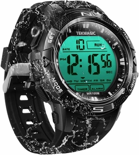 Digital Watch 100m Underwater Waterproof for Swimming Diving with Stopwatch, 12/24 Hour Format, Dual Time Zone, Alarm Functions