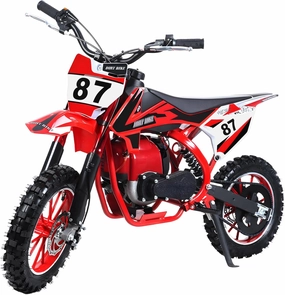 Dirt Bike Kids Mini Motorcycle, Gas Power Motocross 49cc 4-Stroke Youth Trail Bike, Off Road Beach Motorcycle, Children’s Pocket Motorbike with Disc Brakes, 100kg Capacity Red